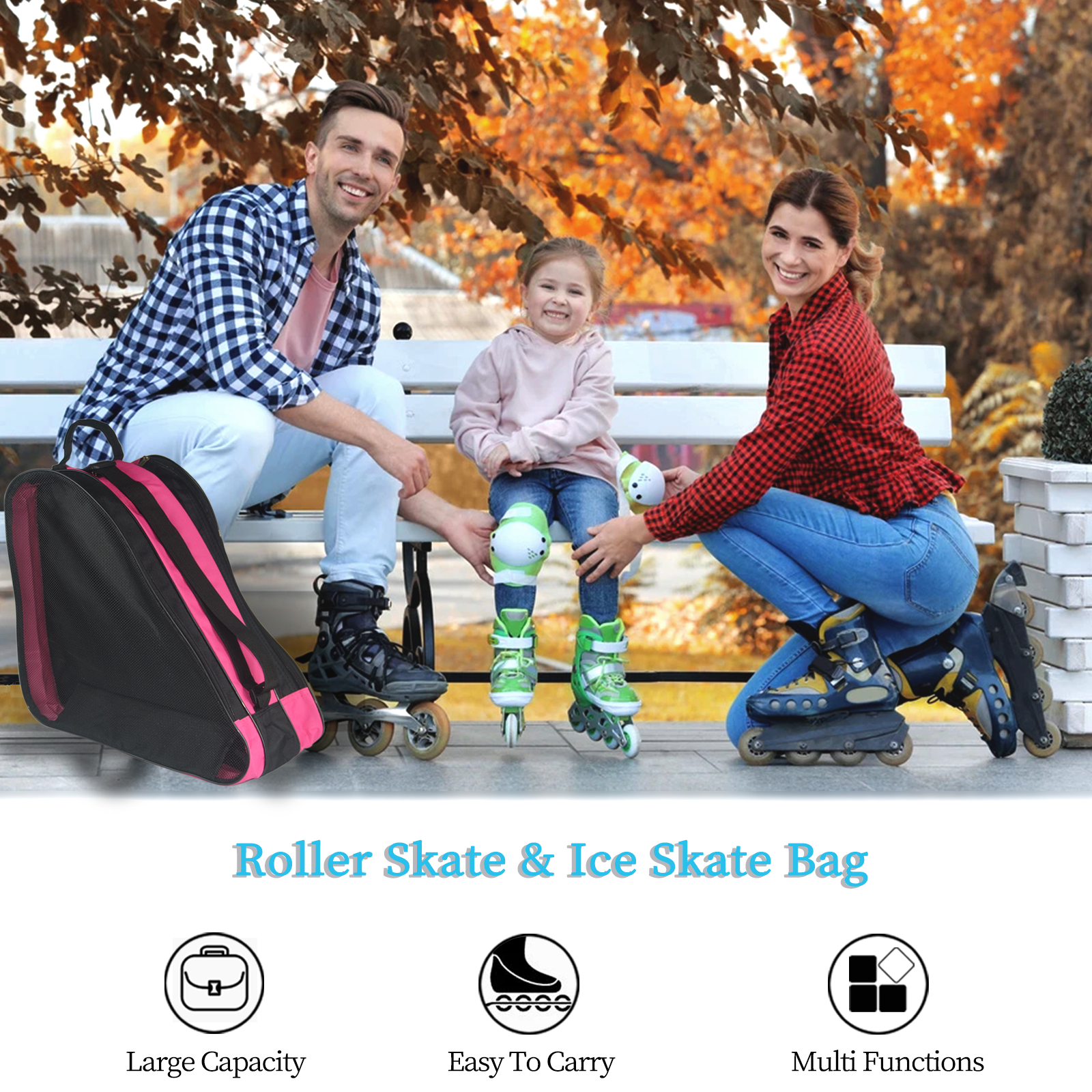 Roller Skate Bag,Ice Skate Bags Breathable Skating Bag for Girls Boys and Most Adults, Large Capacity Skate Bag Fits Quad Skates, Inline Skate and Most Roller Skate Accessories