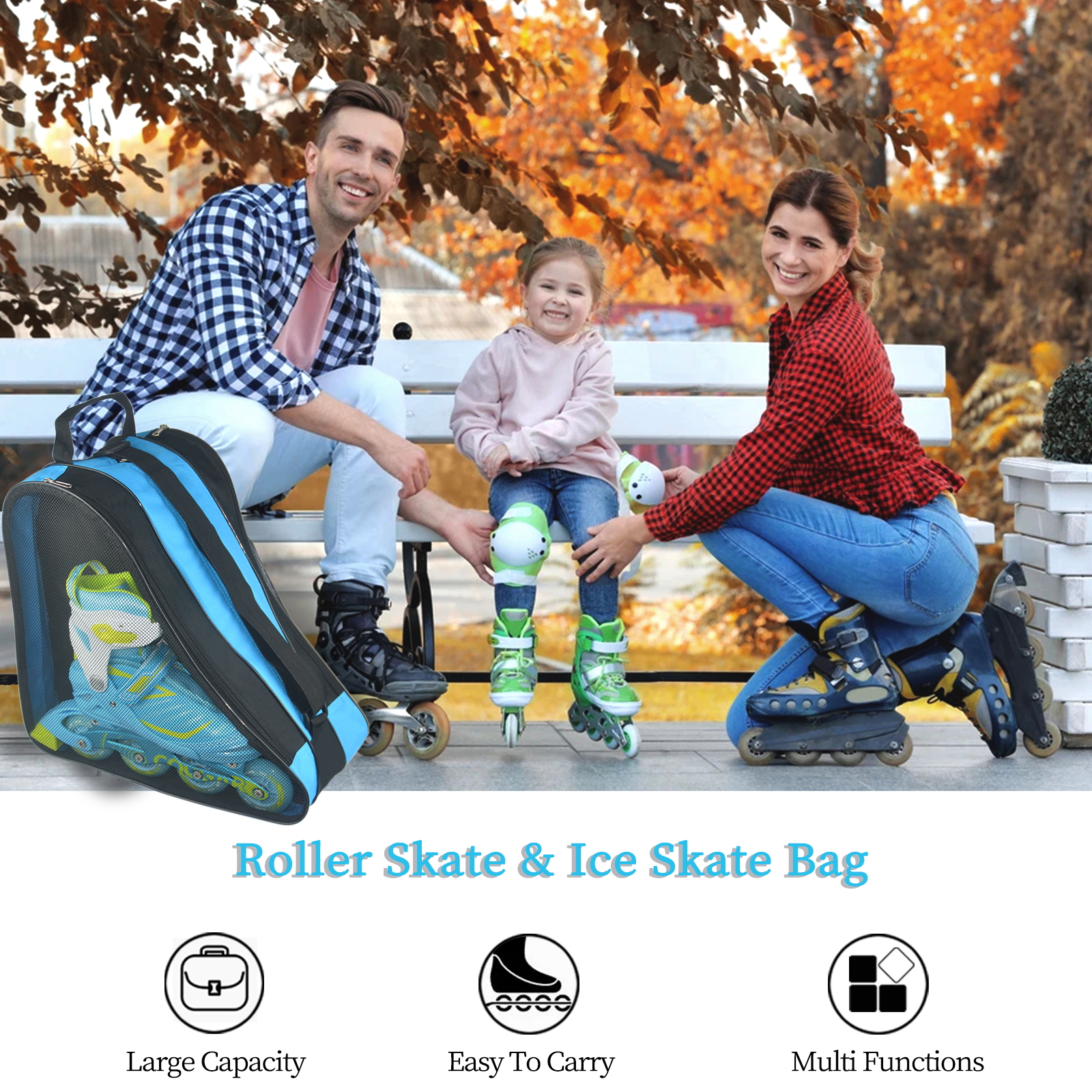 Roller Skate Bag,Ice Skate Bags Breathable Skating Bag for Girls Boys and Most Adults, Large Capacity Skate Bag Fits Quad Skates, Inline Skate and Most Roller Skate Accessories