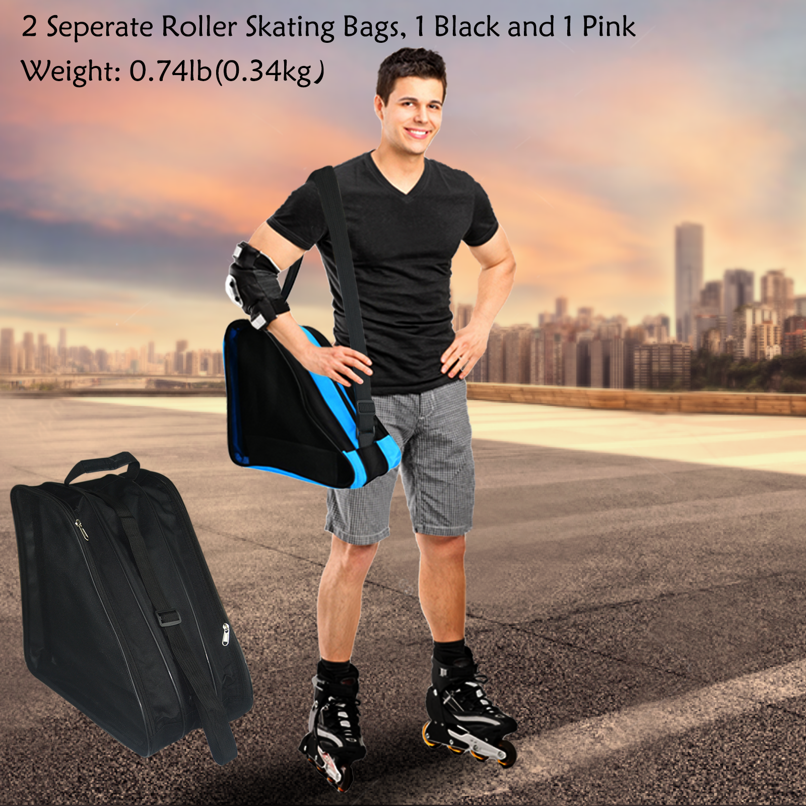 Roller Skate Bag,Ice Skate Bags Breathable Skating Bag for Girls Boys and Most Adults, Large Capacity Skate Bag Fits Quad Skates, Inline Skate and Most Roller Skate Accessories