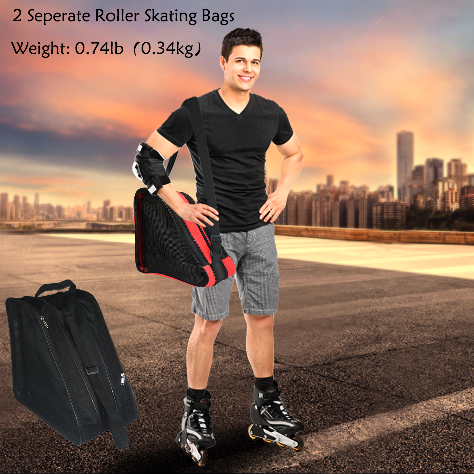 Roller Skate Bag,Ice Skate Bags Breathable Skating Bag for Girls Boys and Most Adults, Large Capacity Skate Bag Fits Quad Skates, Inline Skate and Most Roller Skate Accessories