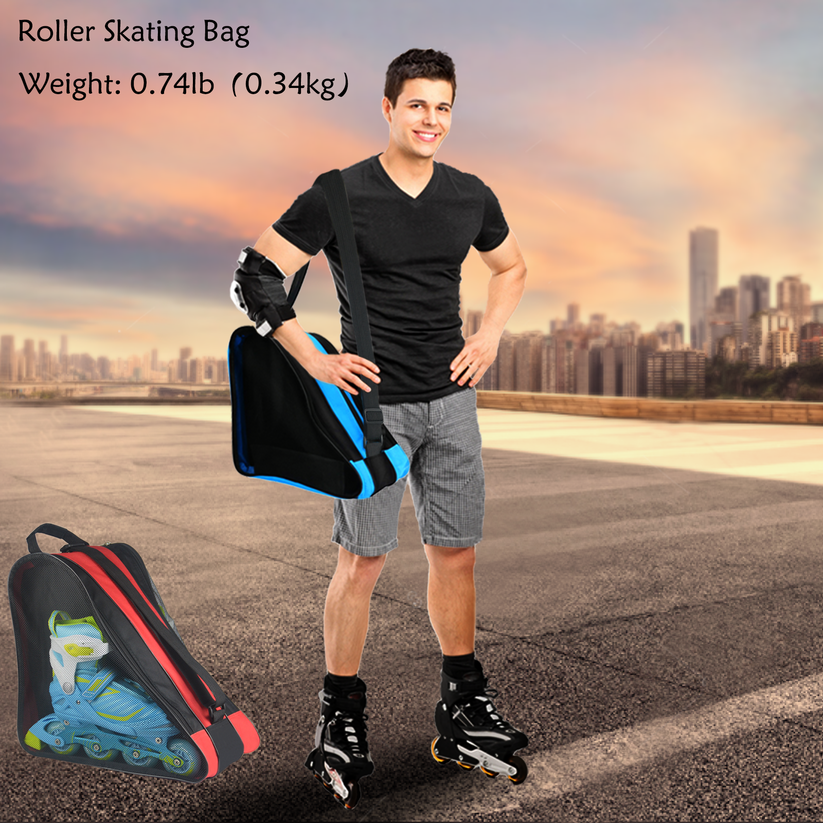 Roller Skate Bag,Ice Skate Bags Breathable Skating Bag for Girls Boys and Most Adults, Large Capacity Skate Bag Fits Quad Skates, Inline Skate and Most Roller Skate Accessories