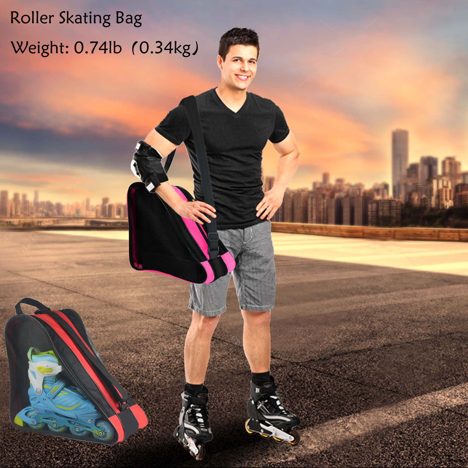 Roller Skate Bag,Ice Skate Bags Breathable Skating Bag for Girls Boys and Most Adults, Large Capacity Skate Bag Fits Quad Skates, Inline Skate and Most Roller Skate Accessories