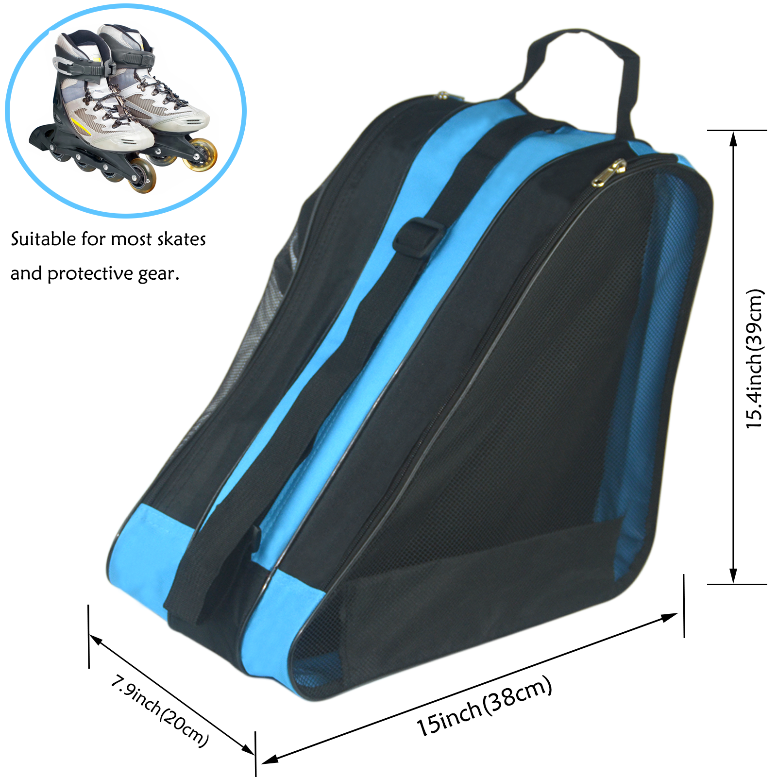 Roller Skate Bag,Ice Skate Bags Breathable Skating Bag for Girls Boys and Most Adults, Large Capacity Skate Bag Fits Quad Skates, Inline Skate and Most Roller Skate Accessories
