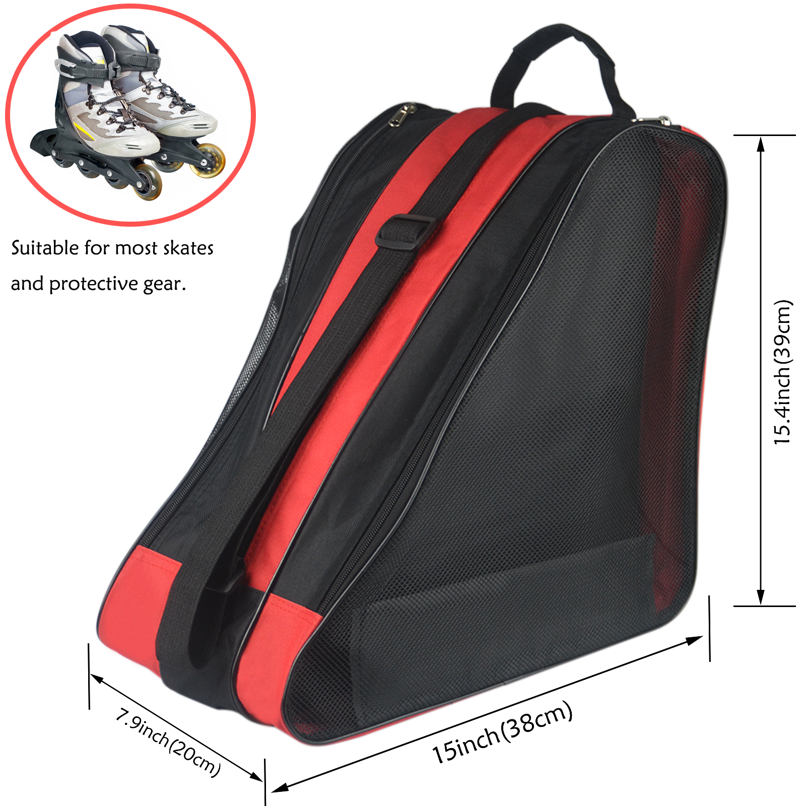 Roller Skate Bag,Ice Skate Bags Breathable Skating Bag for Girls Boys and Most Adults, Large Capacity Skate Bag Fits Quad Skates, Inline Skate and Most Roller Skate Accessories