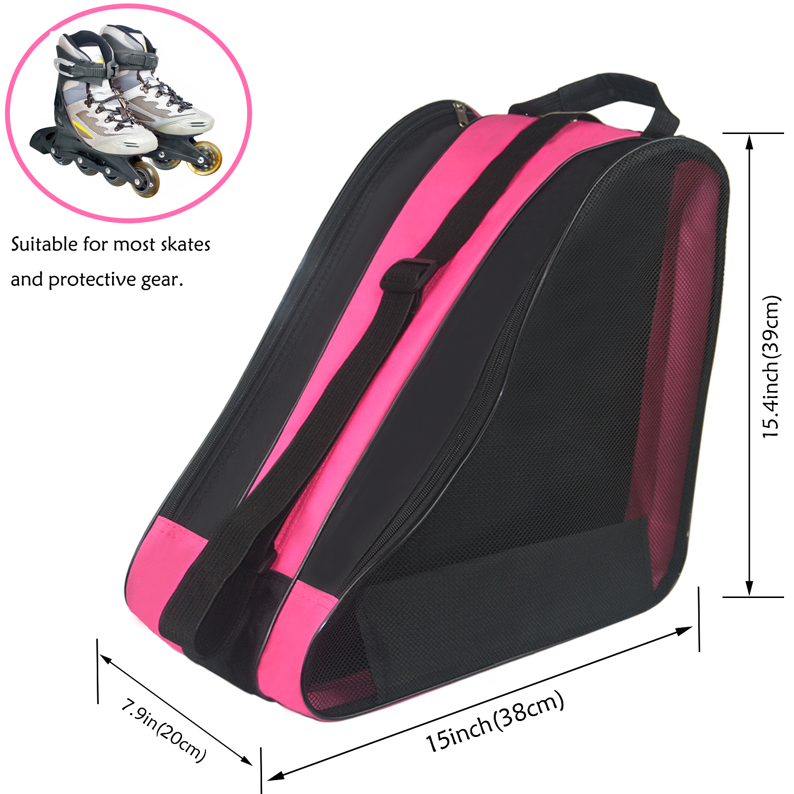 Roller Skate Bag,Ice Skate Bags Breathable Skating Bag for Girls Boys and Most Adults, Large Capacity Skate Bag Fits Quad Skates, Inline Skate and Most Roller Skate Accessories