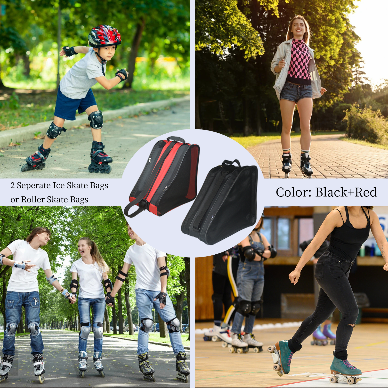 Roller Skate Bag,Ice Skate Bags Breathable Skating Bag for Girls Boys and Most Adults, Large Capacity Skate Bag Fits Quad Skates, Inline Skate and Most Roller Skate Accessories