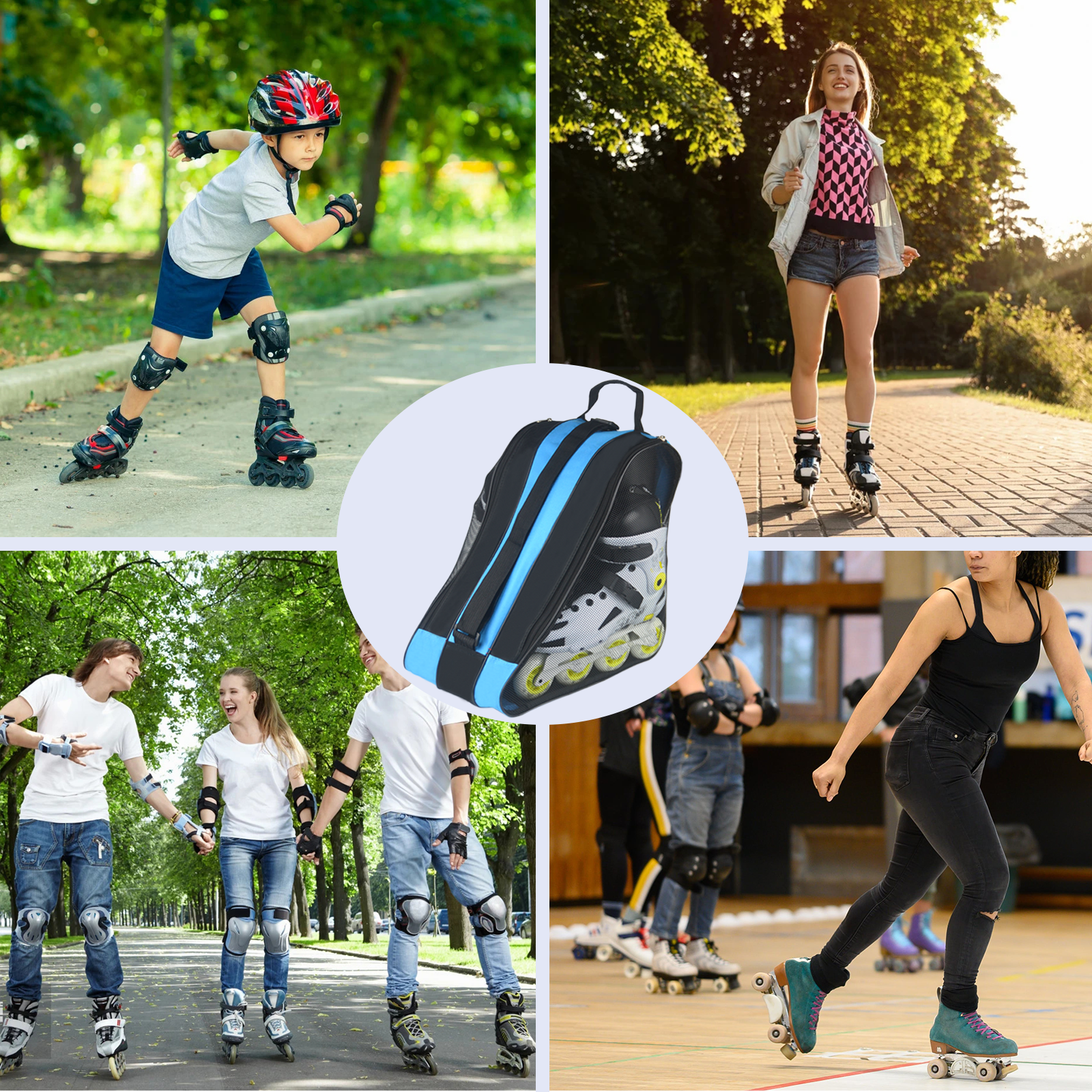 Roller Skate Bag,Ice Skate Bags Breathable Skating Bag for Girls Boys and Most Adults, Large Capacity Skate Bag Fits Quad Skates, Inline Skate and Most Roller Skate Accessories