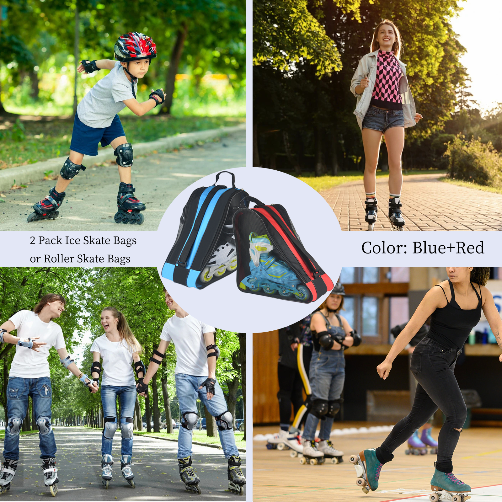 Roller Skate Bag,Ice Skate Bags Breathable Skating Bag for Girls Boys and Most Adults, Large Capacity Skate Bag Fits Quad Skates, Inline Skate and Most Roller Skate Accessories