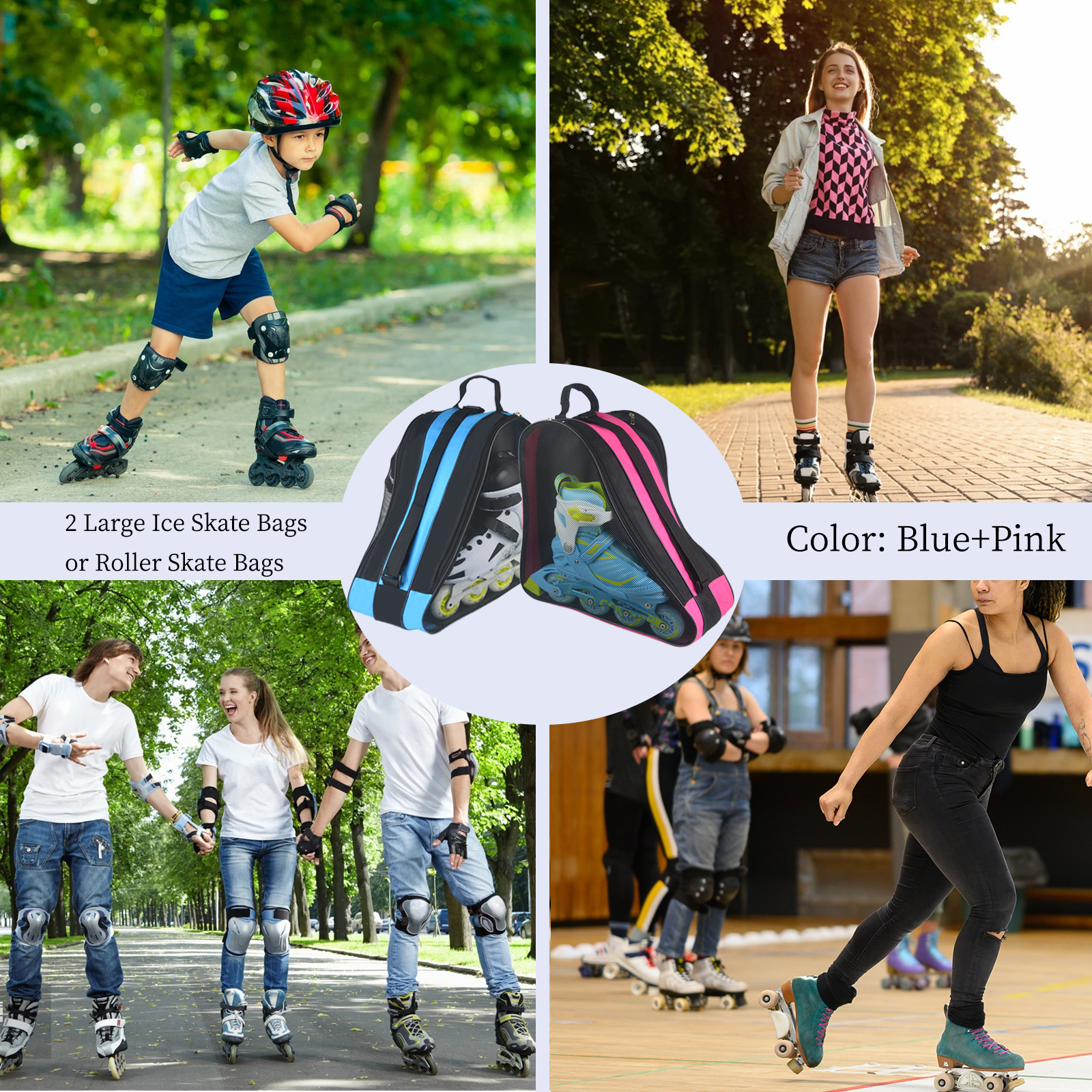 Roller Skate Bag,Ice Skate Bags Breathable Skating Bag for Girls Boys and Most Adults, Large Capacity Skate Bag Fits Quad Skates, Inline Skate and Most Roller Skate Accessories