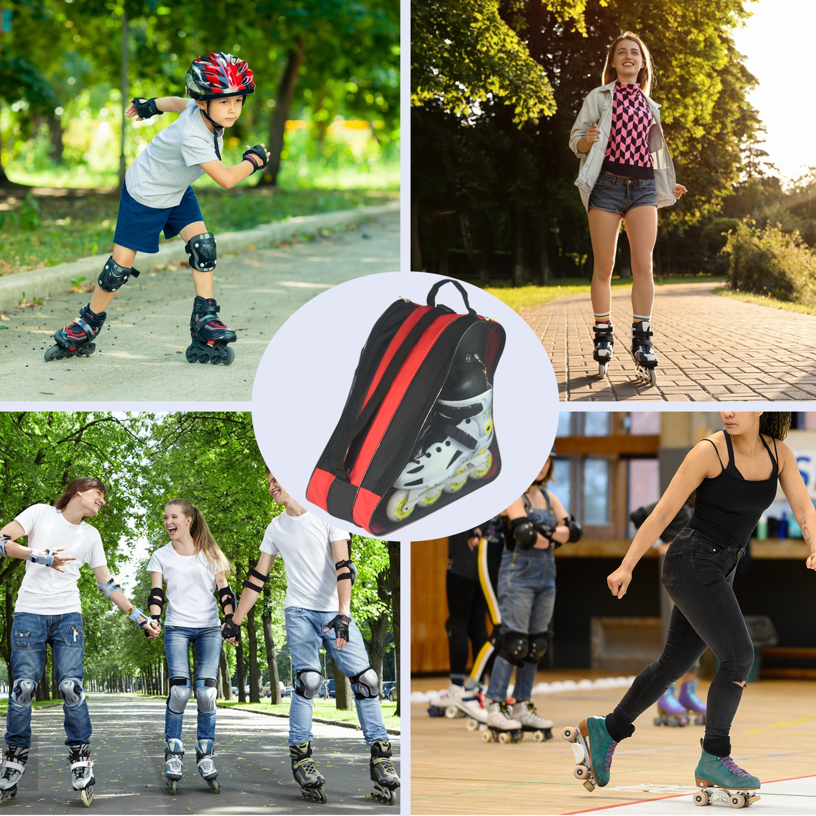 Roller Skate Bag,Ice Skate Bags Breathable Skating Bag for Girls Boys and Most Adults, Large Capacity Skate Bag Fits Quad Skates, Inline Skate and Most Roller Skate Accessories