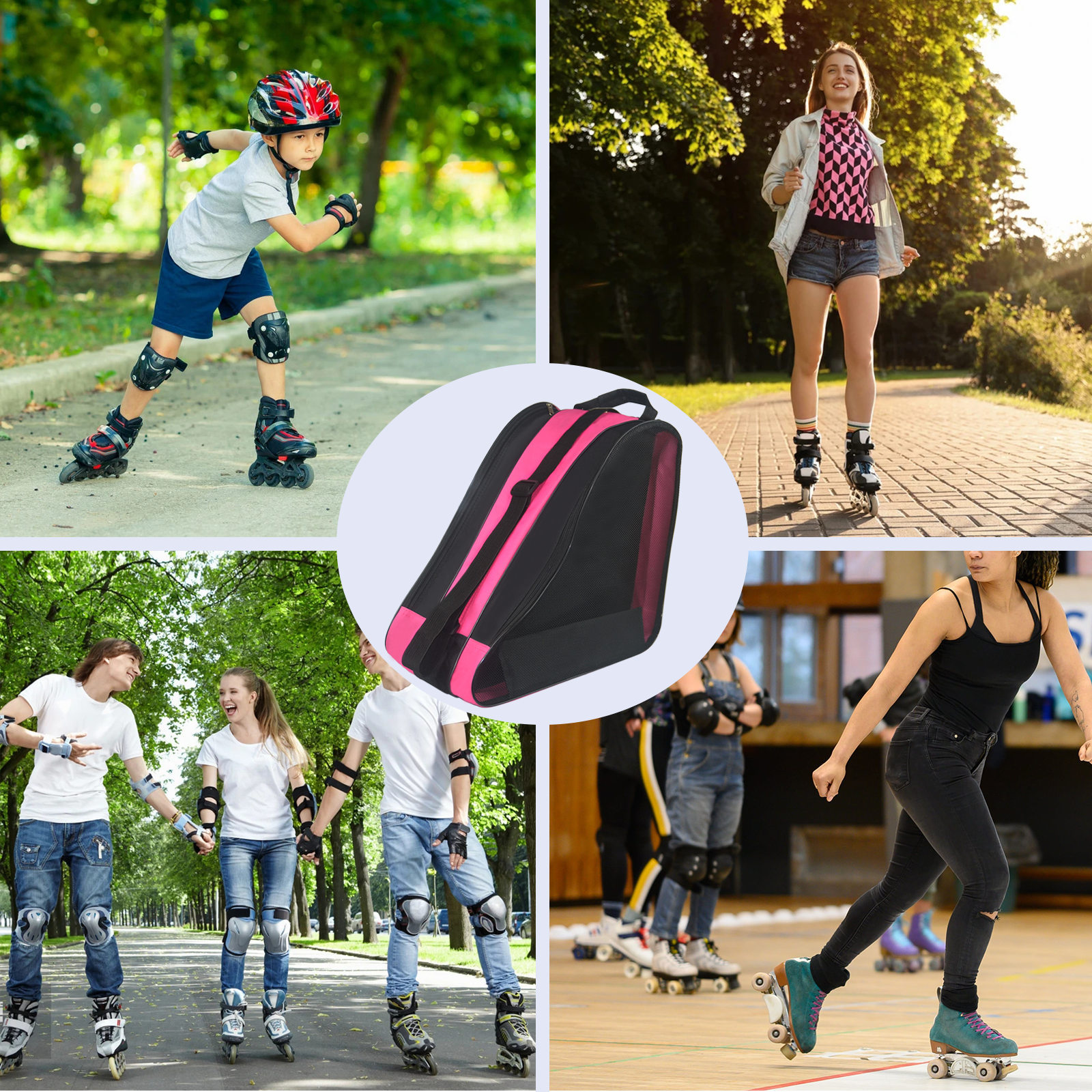 Roller Skate Bag,Ice Skate Bags Breathable Skating Bag for Girls Boys and Most Adults, Large Capacity Skate Bag Fits Quad Skates, Inline Skate and Most Roller Skate Accessories