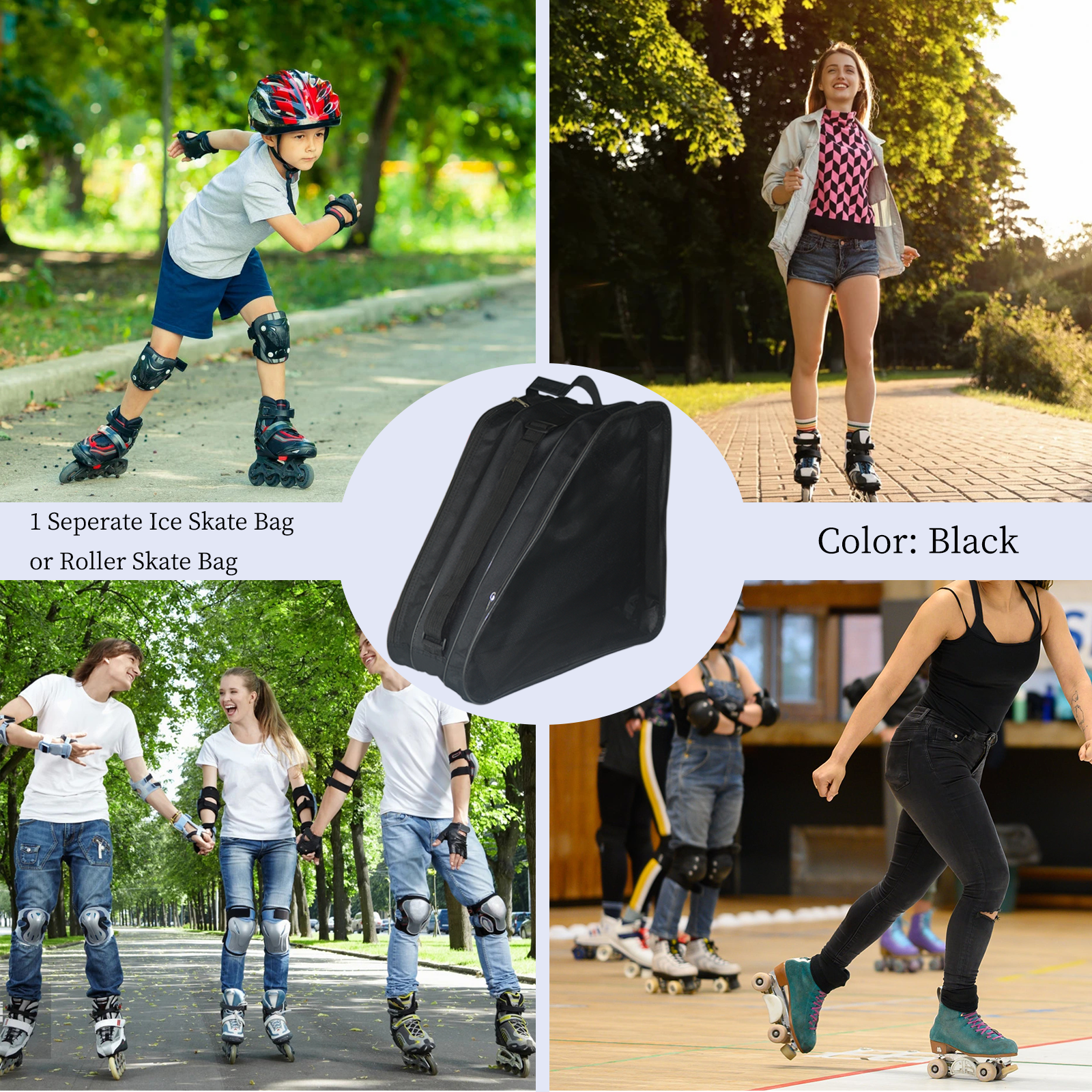 Roller Skate Bag,Ice Skate Bags Breathable Skating Bag for Girls Boys and Most Adults, Large Capacity Skate Bag Fits Quad Skates, Inline Skate and Most Roller Skate Accessories