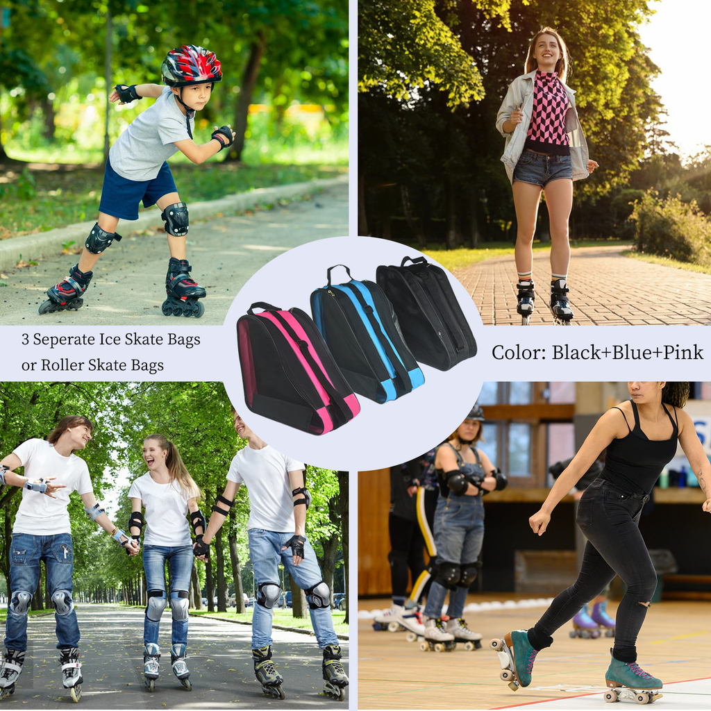 Roller Skate Bag, Adjustable Shoulder Strap Ice Skate Bags for Girls Boys and Most Adults, Large Capacity Skate Bag Fits Quad Skates, Inline Skate and Most Roller Skating Accessories